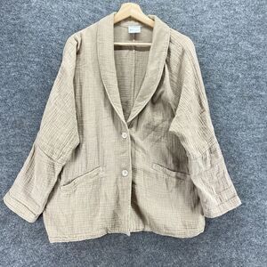 Dragonfly Blazer Women S Small Gray Collared Button Up Long Sleeve Cotton Casual